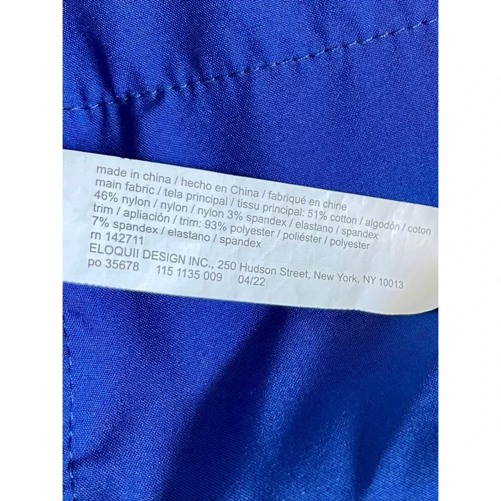 Eloquii Tapered Trouser Womens 18R Royal Blue Cotton‎ Blend Stretch Pocket Chic